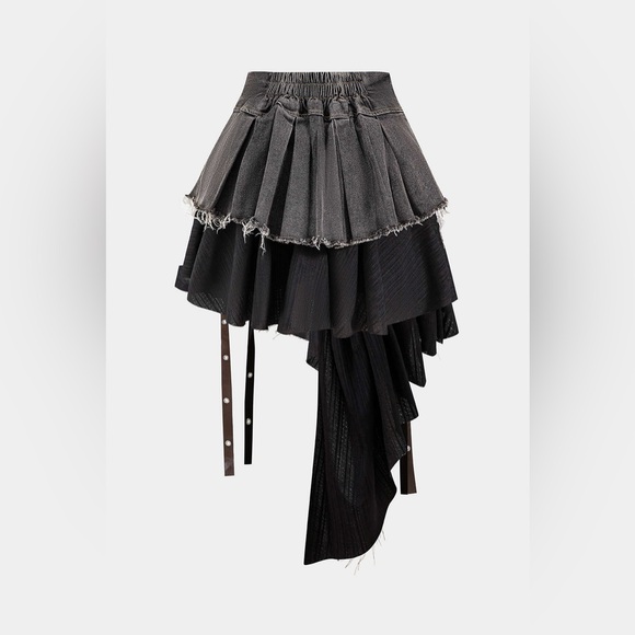 Micas Denim High Waist Patchwork Skirt L 011-35 - Picture 2 of 7